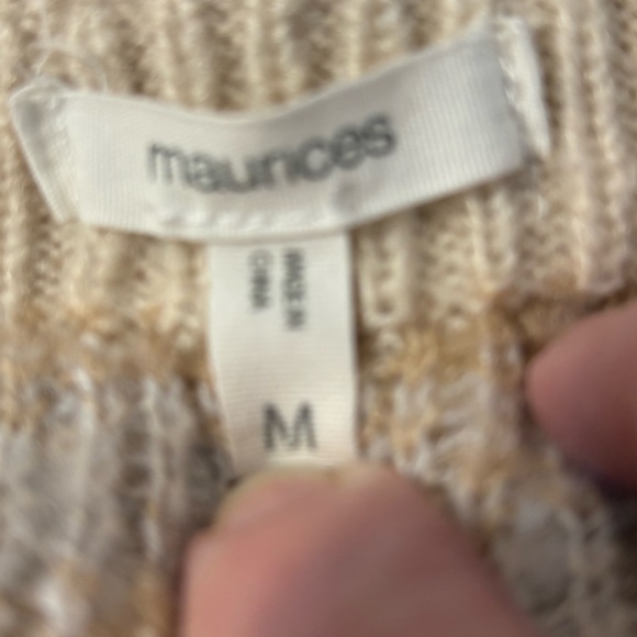 Maurices Cardigan medium Beige Black Southwestern Button-Up Deep V-Neck Sweater - Picture 7 of 8